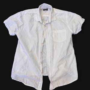Cornerstone Bodega White button up shirt puff sleeve womens size l